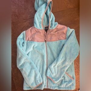 - The North Face Jacket - Size Large 18 soft fleece blue. gray details. fill zip